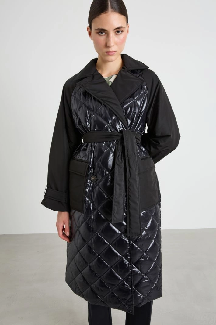 Long padded with belt - BLACK