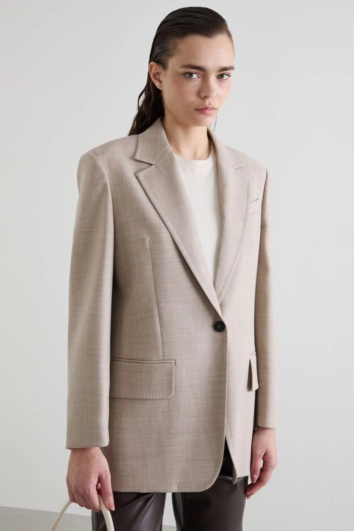 Blazer in mélange gabardine - BEIGE