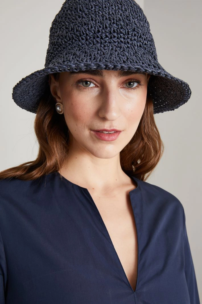 Textile paper cloche hat - BLUE