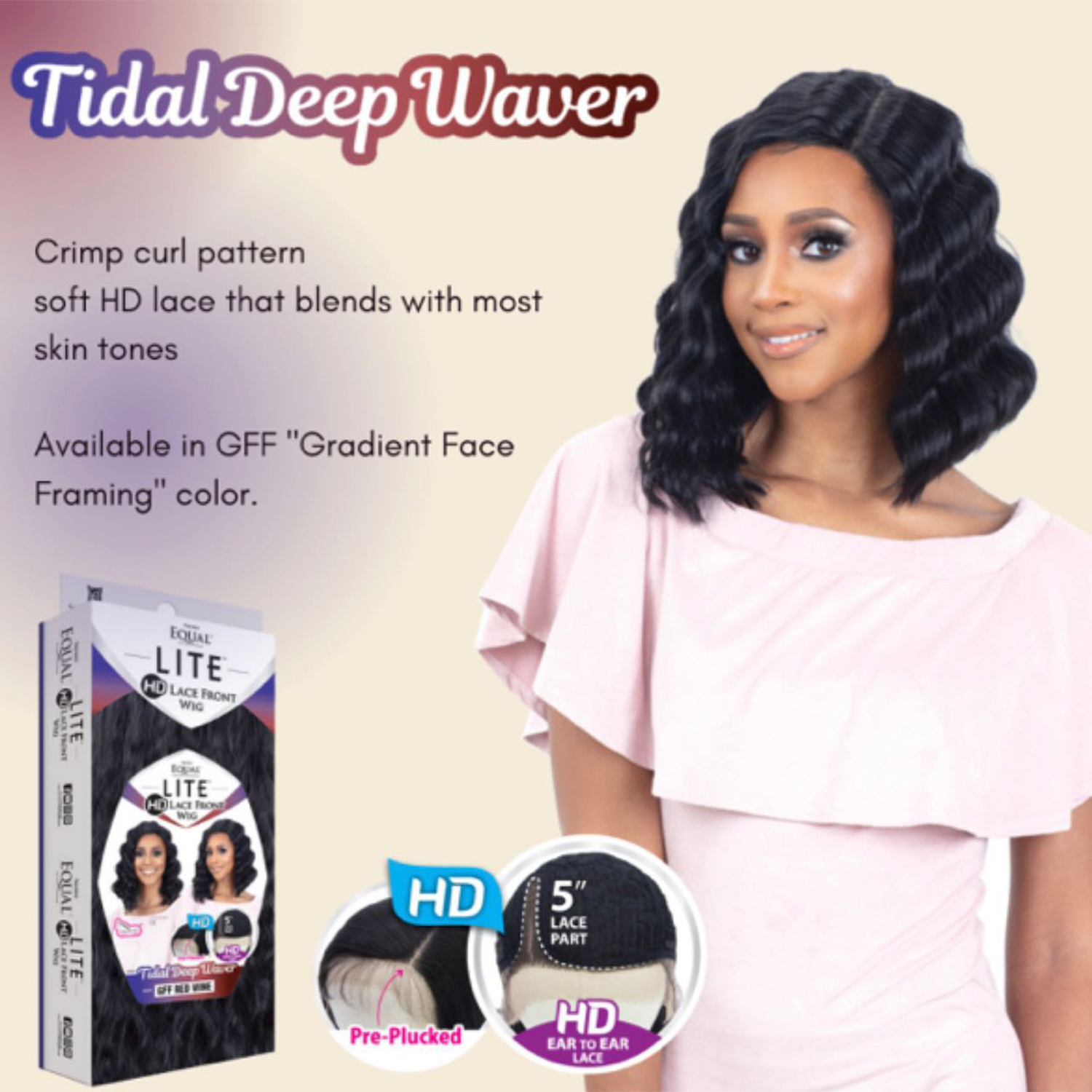 FreeTress Equal Lite HD Lace Front Wig Tidal Deep Waver