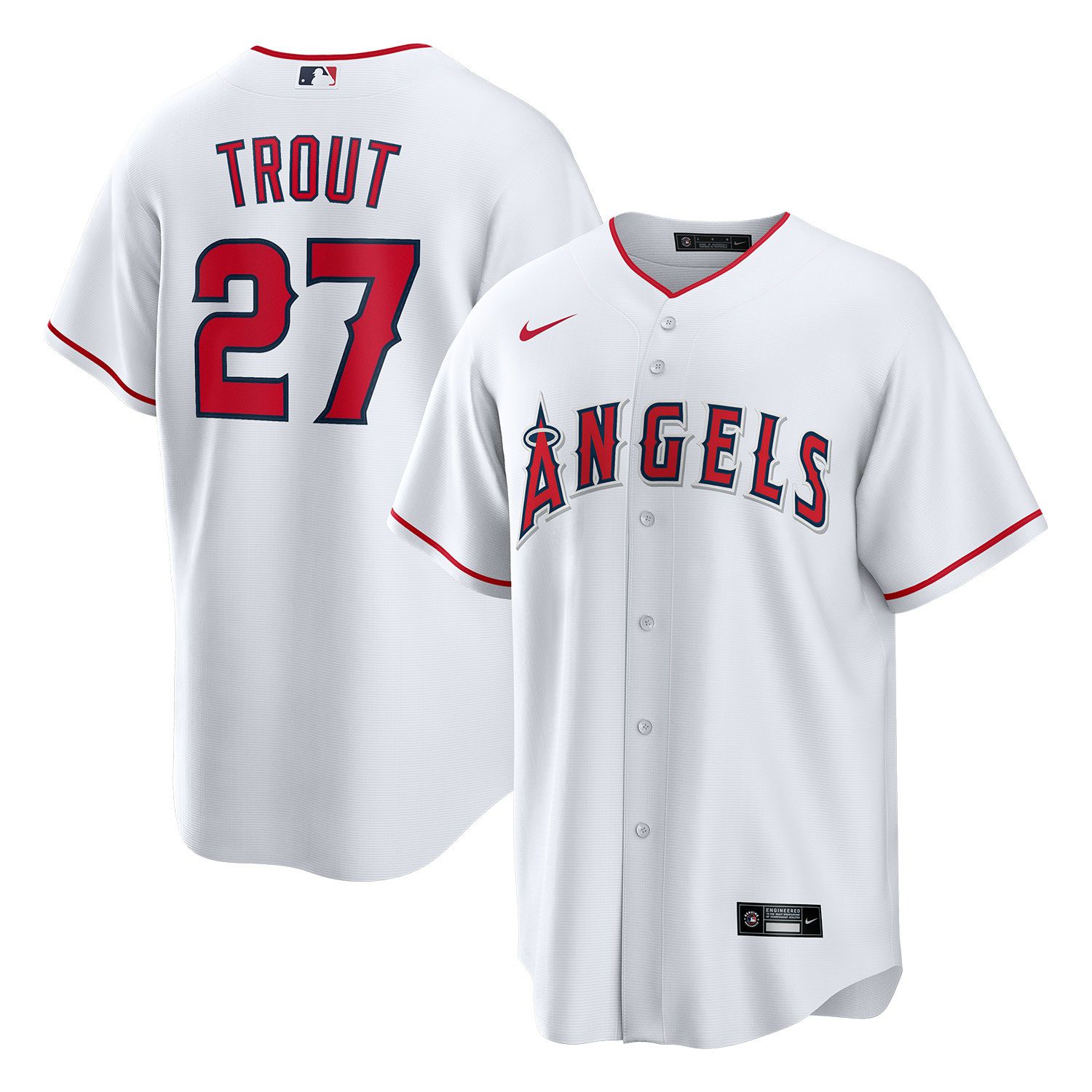 Mike Trout #27 Los Angeles Angels Nike MLB Jersey White