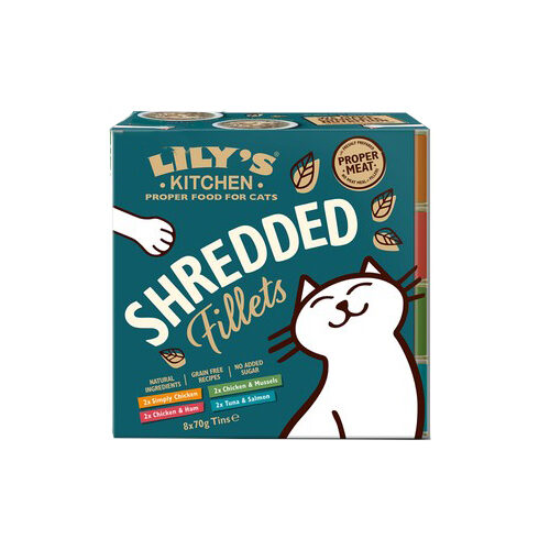 Lilys Kitchen Cat Shredded Fillets Tins -Multipack -  8 x 70 g