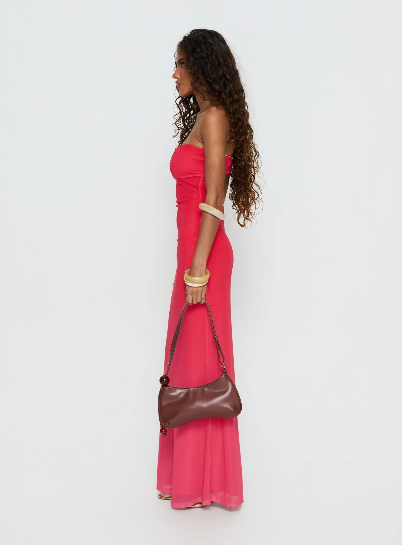 Jesemma Strapless Maxi Dress Hot Pink