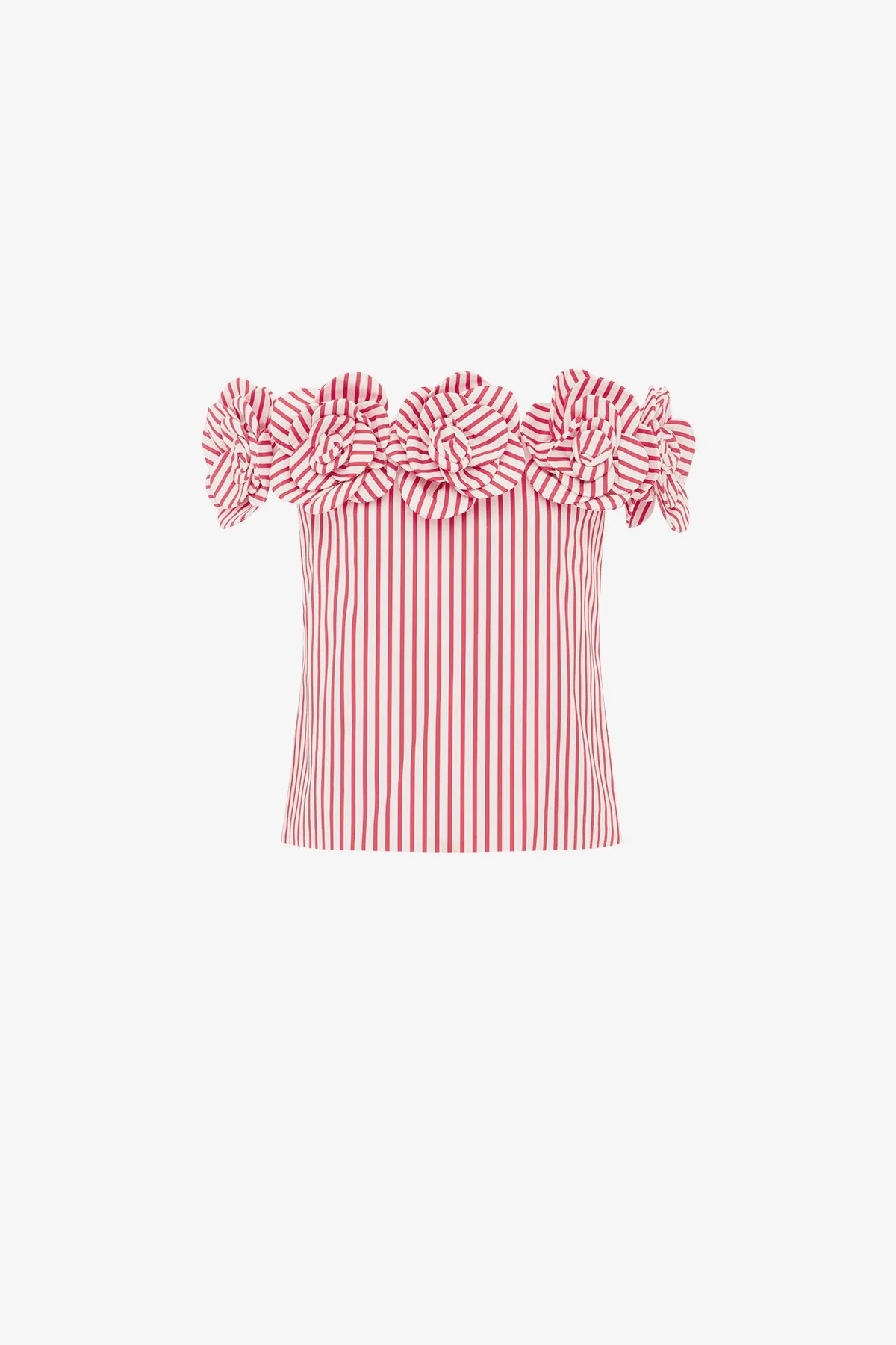 McKayla Off-Shoulder Top - Stripes in Scarlet