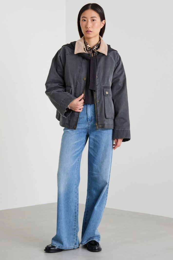 Waxed finish jacket - ANTHRACITE