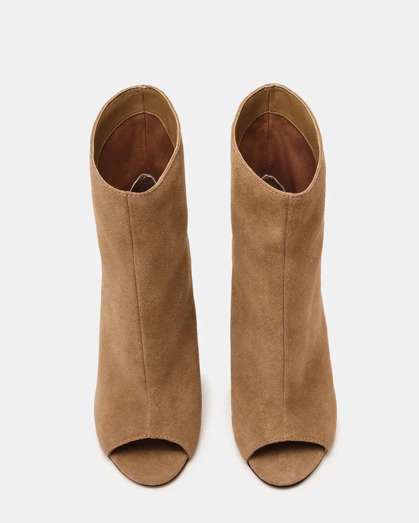 RYLIX Taupe Suede Wedge Peep-Toe Women's Ankle Boot