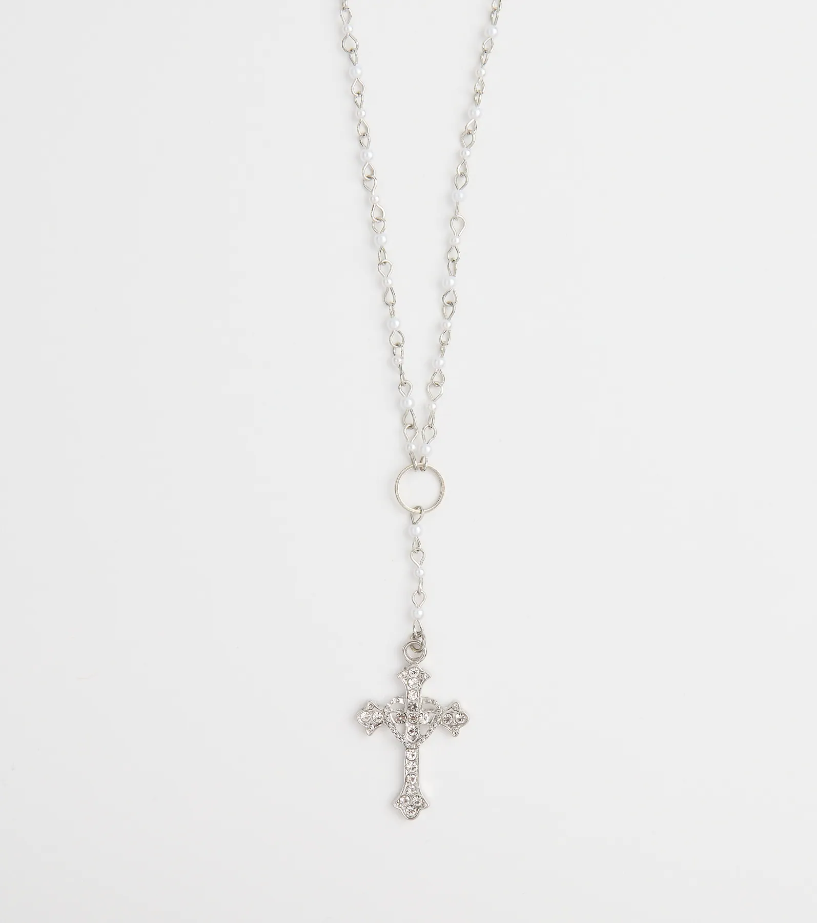 My Path Faux Pearl Cross Necklace