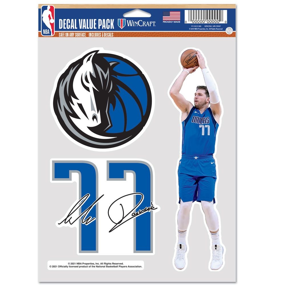 Luka Doncic #77 Dallas Mavericks Player NBA Decals Set (3 Pcs.)