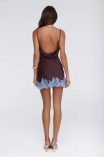 Evening Glow Satin Mini Dress Wine