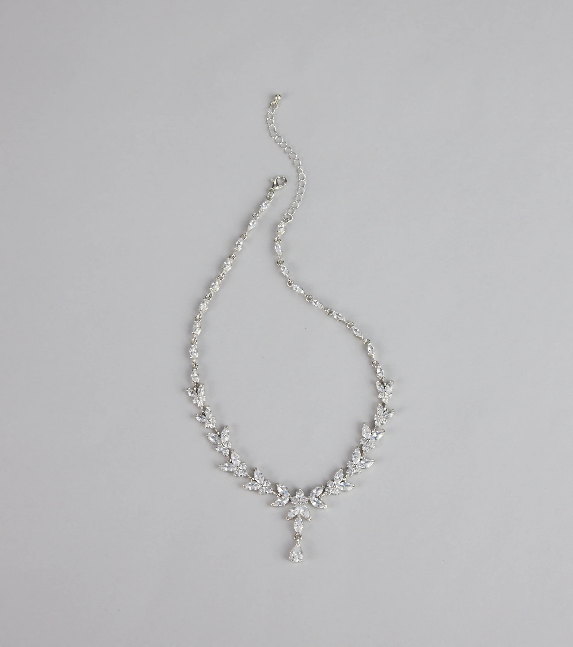 Soft Sparkle Rhinestone Floral Necklace