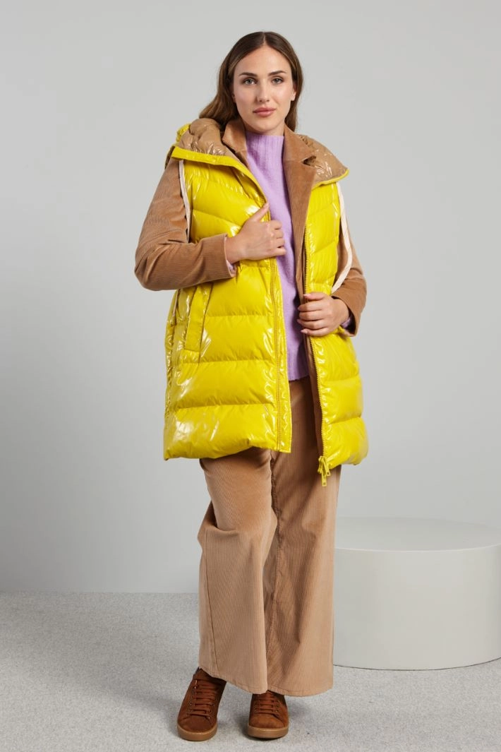 Quilted shiny gilet - YELLOW