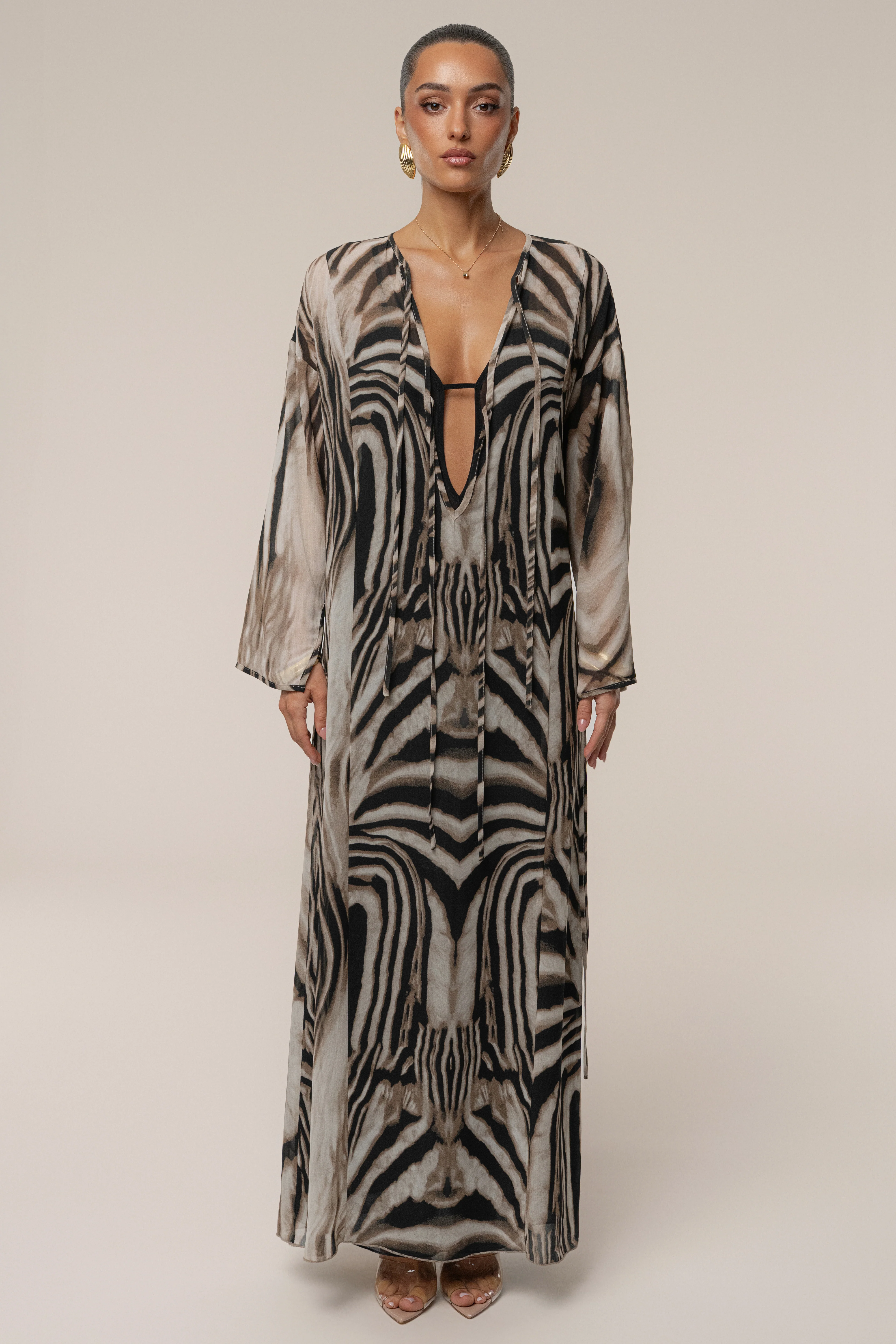 Brown Zebra Print New Vista Maxi Dress
