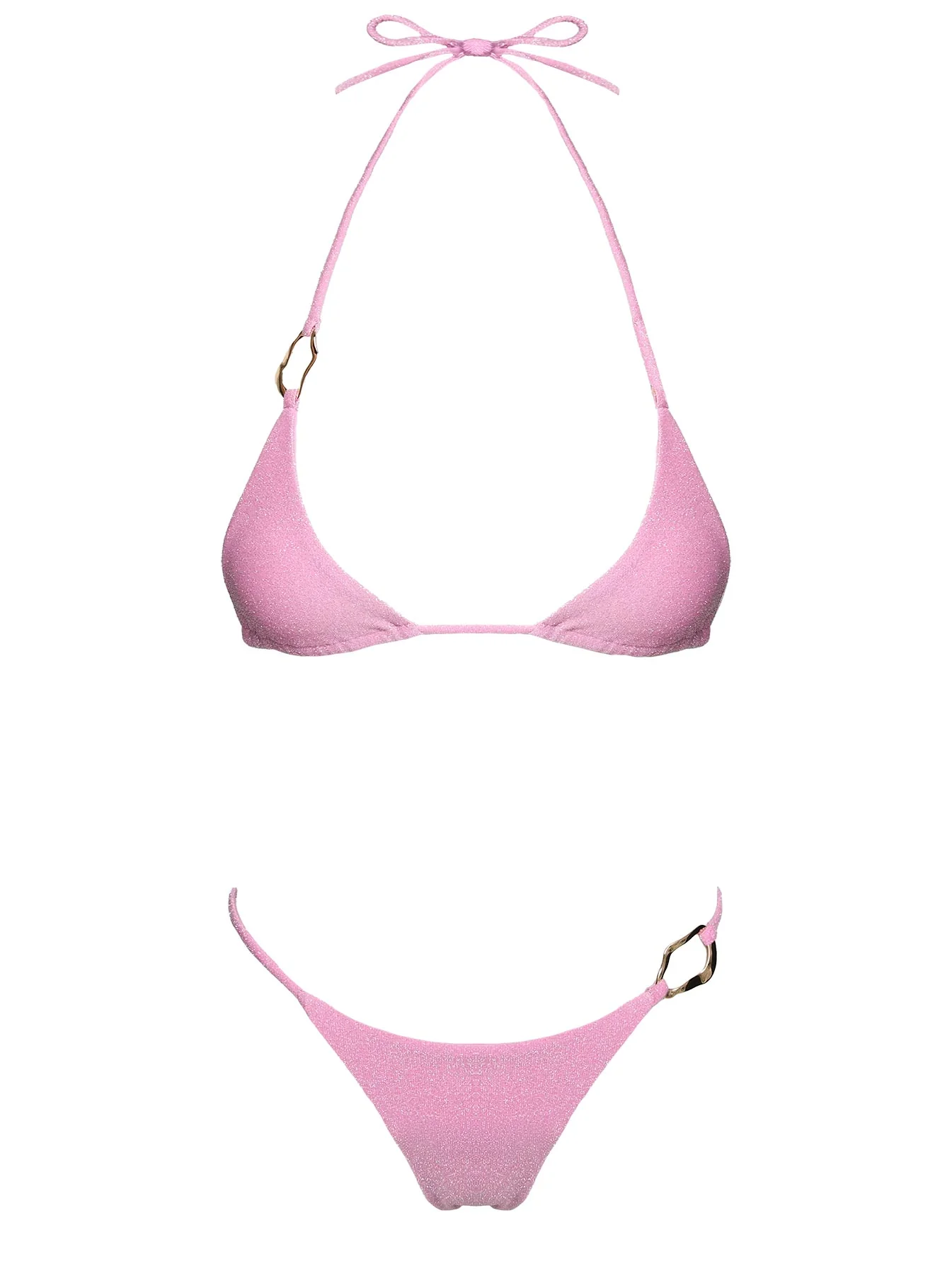Aimi Glitter Triangle Bikini Top Pink