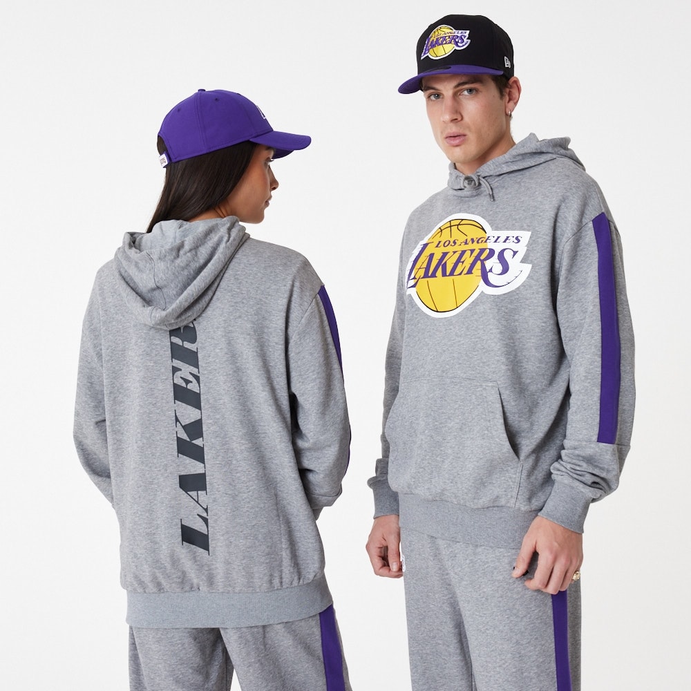 Los Angeles Lakers New Era Color Block NBA Hoodie Gray