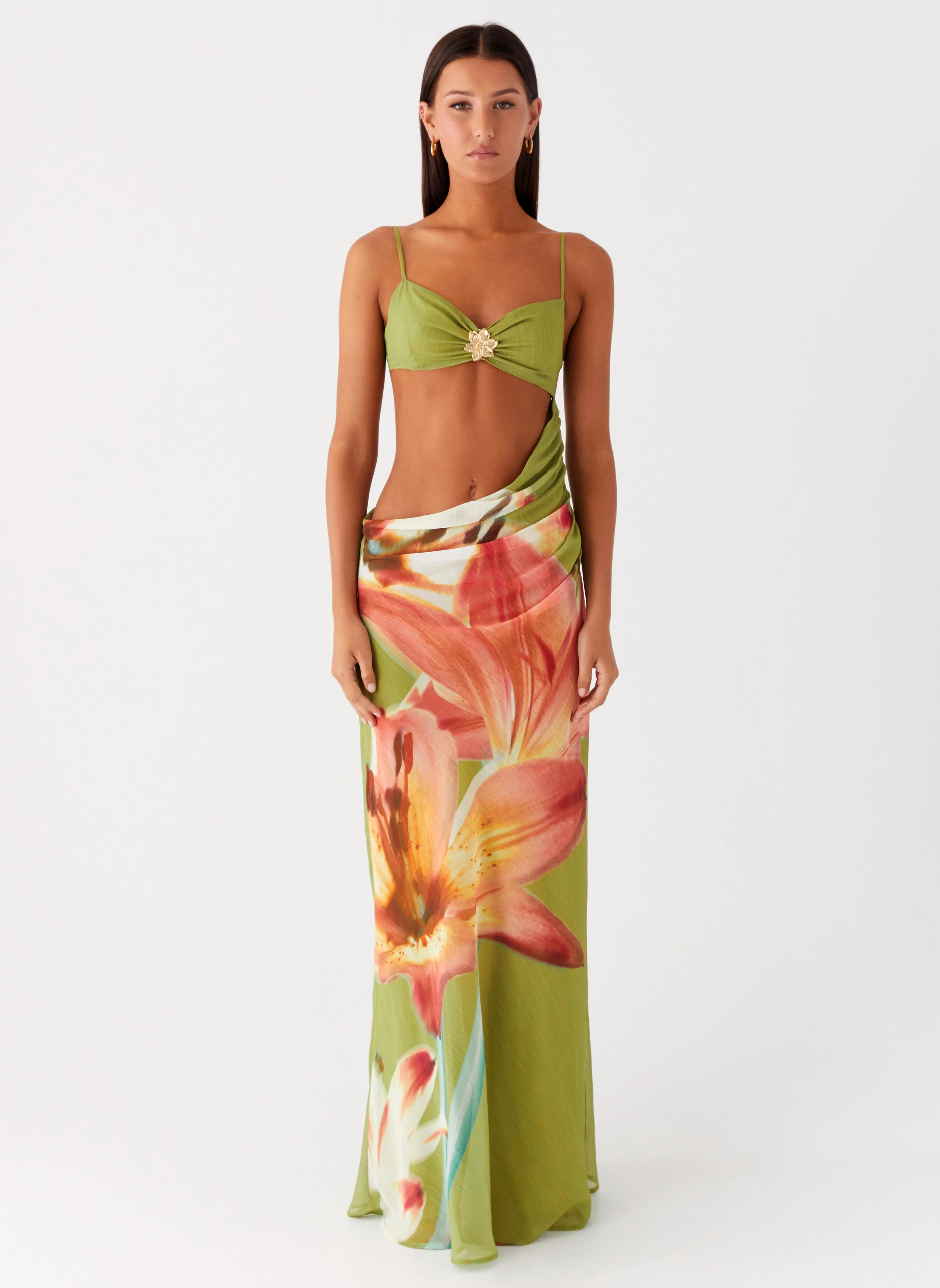 Tropic Rush Cut Out Maxi Dress - Jungle Floral