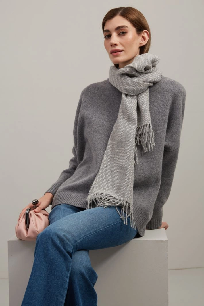 Wool and cotton scarf - GREY