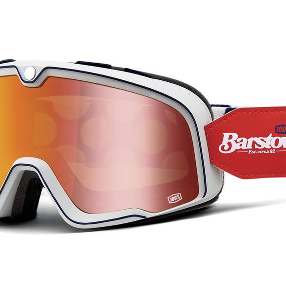 100% BARSTOW - HAYWORTH motorcycle goggles - RED IRIDIUM SCREEN - Black / WhiteRef : CE1024 / 50000-00004