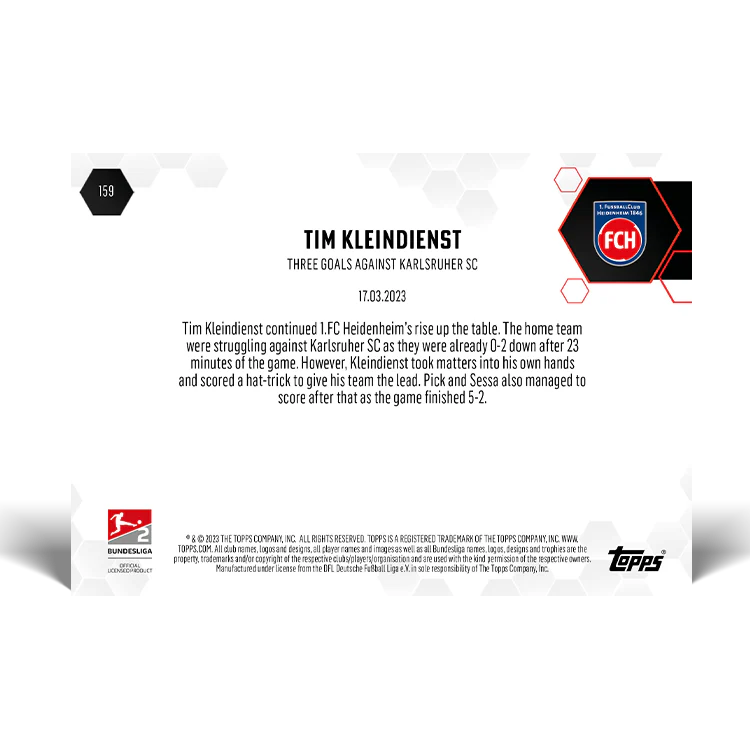 Topps UK - Three goals against Karlsruher SC - Bundesliga TOPPS NOW® Card #159