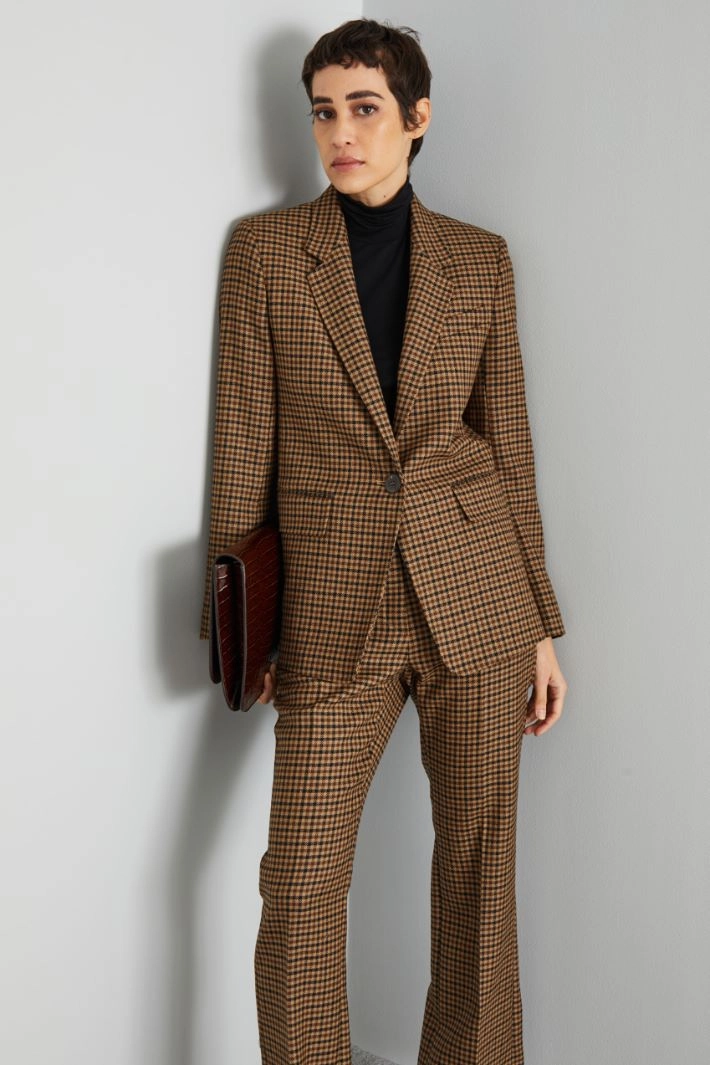 Wool batavia blazer - BROWN TOBACO BLACK