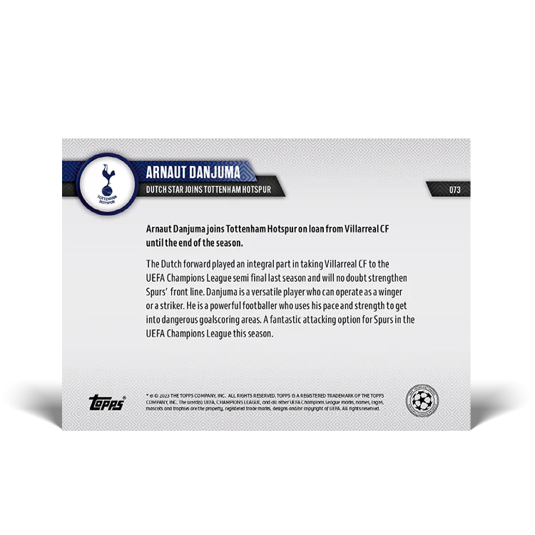 Topps UK - Dutch Star joins Tottenham Hotspur - UCL TOPPS NOW® Card #73