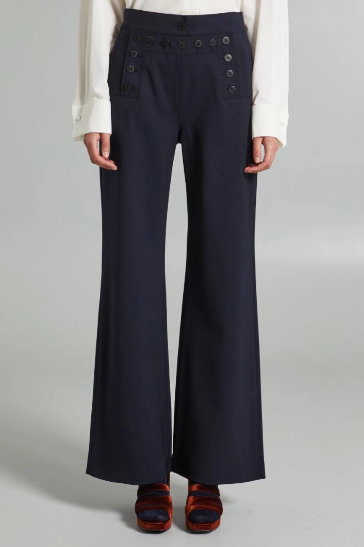 WooL blend gabardine trousers - BLUE