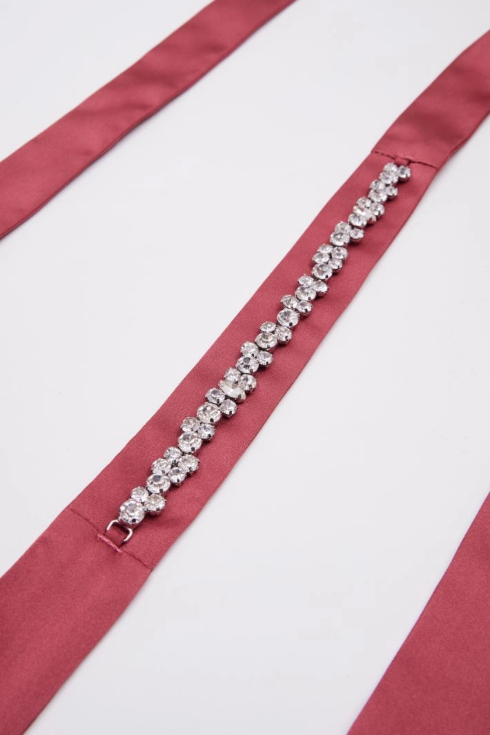 Bejewelled satin belt - FUCHSIA