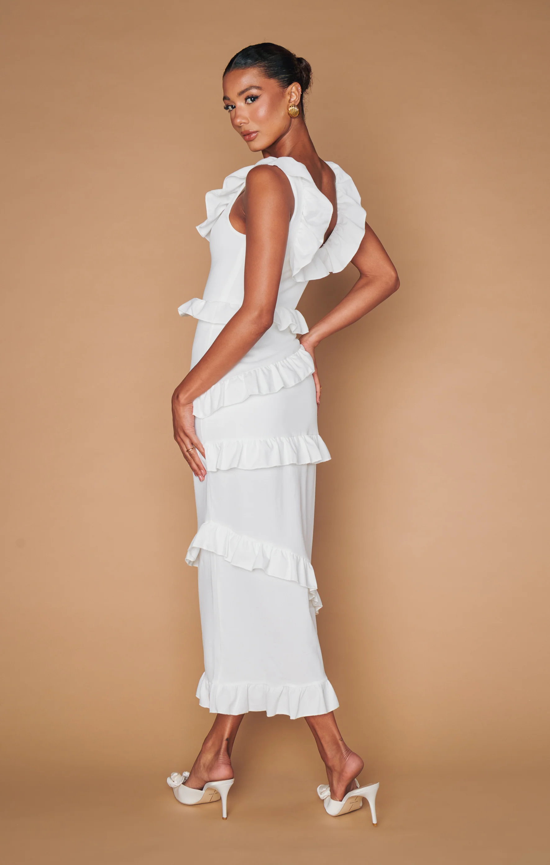 Greta Dress ~ White Stretch