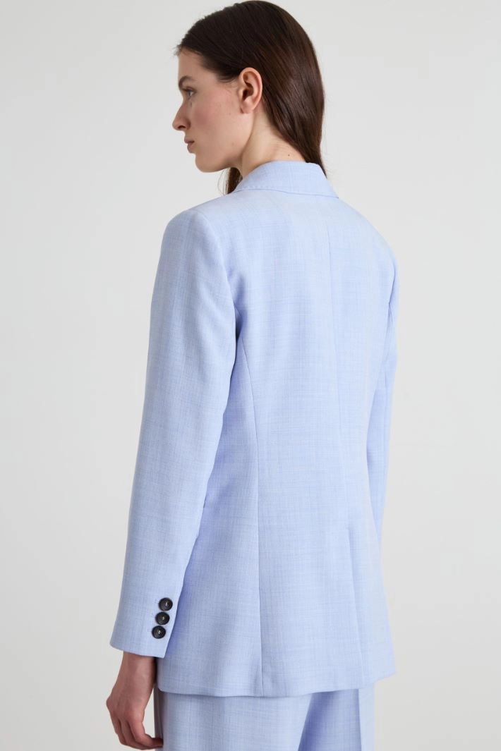 Basketweave mélange blazer - LIGHT BLUE