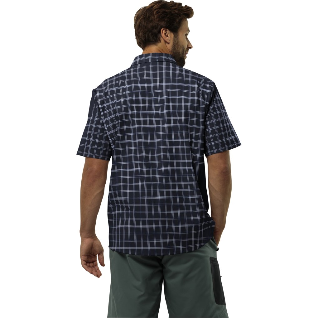 Jack Wolfskin Norbo Short Sleeve Shirt Men - night blue checks