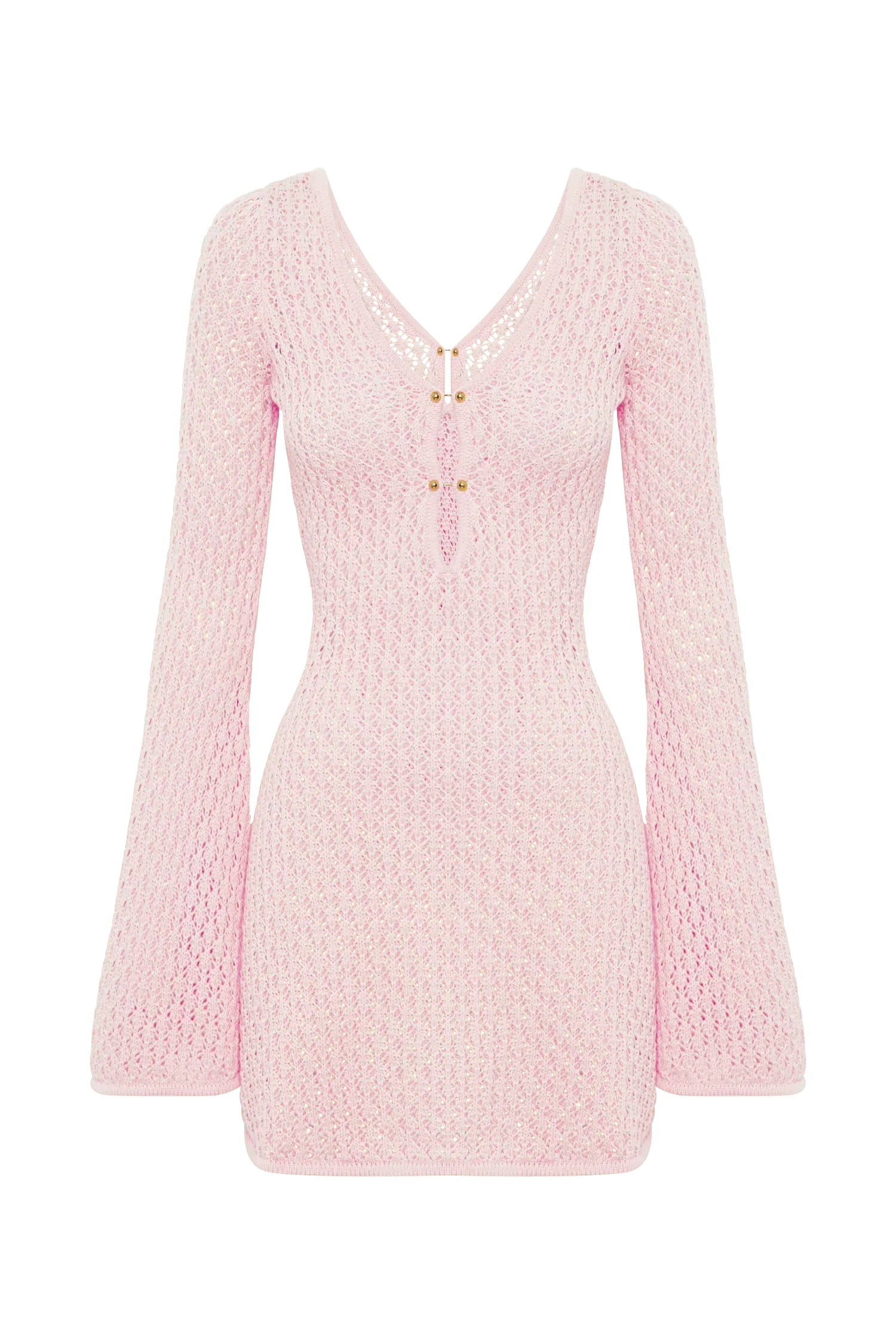 Kayleigh Crochet Knit Mini Dress - Rosewater