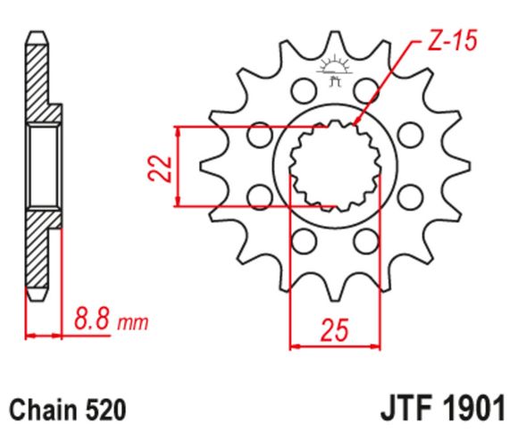 JT. standard steel 1901 - 520 13 teethRef: Jtc01885A / 1128038001