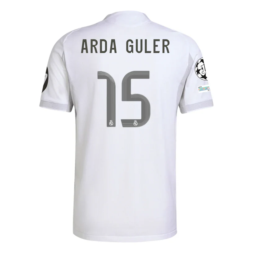 Arda Güler Real Madrid 25/26 Home Jersey w/ Champions League Patches (White)