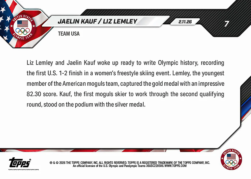 Jaelin Kauf / Liz Lemley - 2026 Olympics Topps NOW® - Card 7 - PR: 639