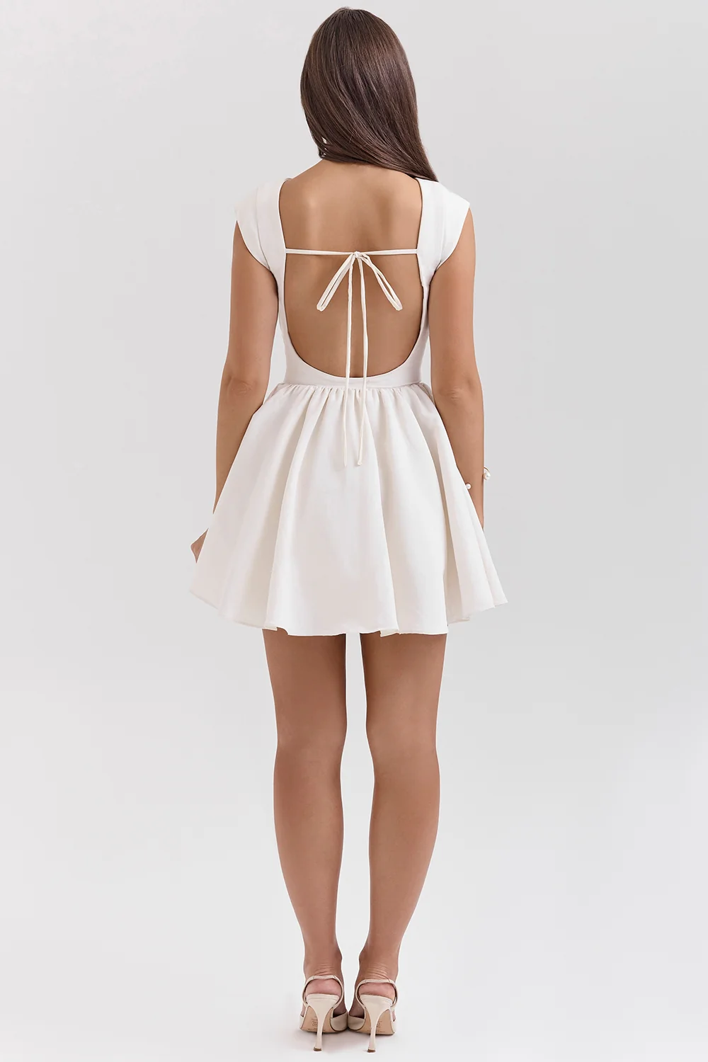 white open back mini dress
