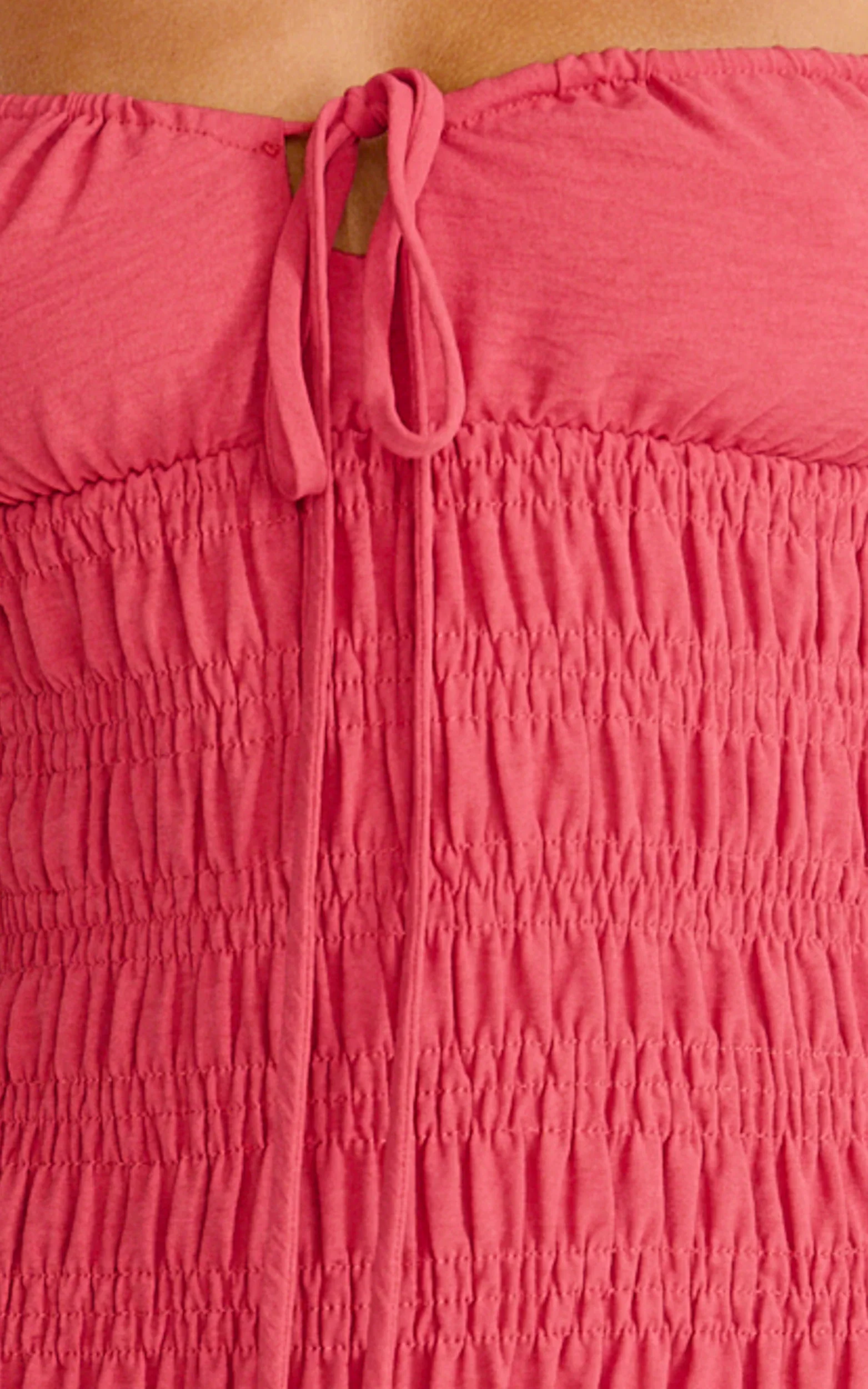 Eloise Midi Dress - Shirred Bodice Split Leg A Line Dress in Rose