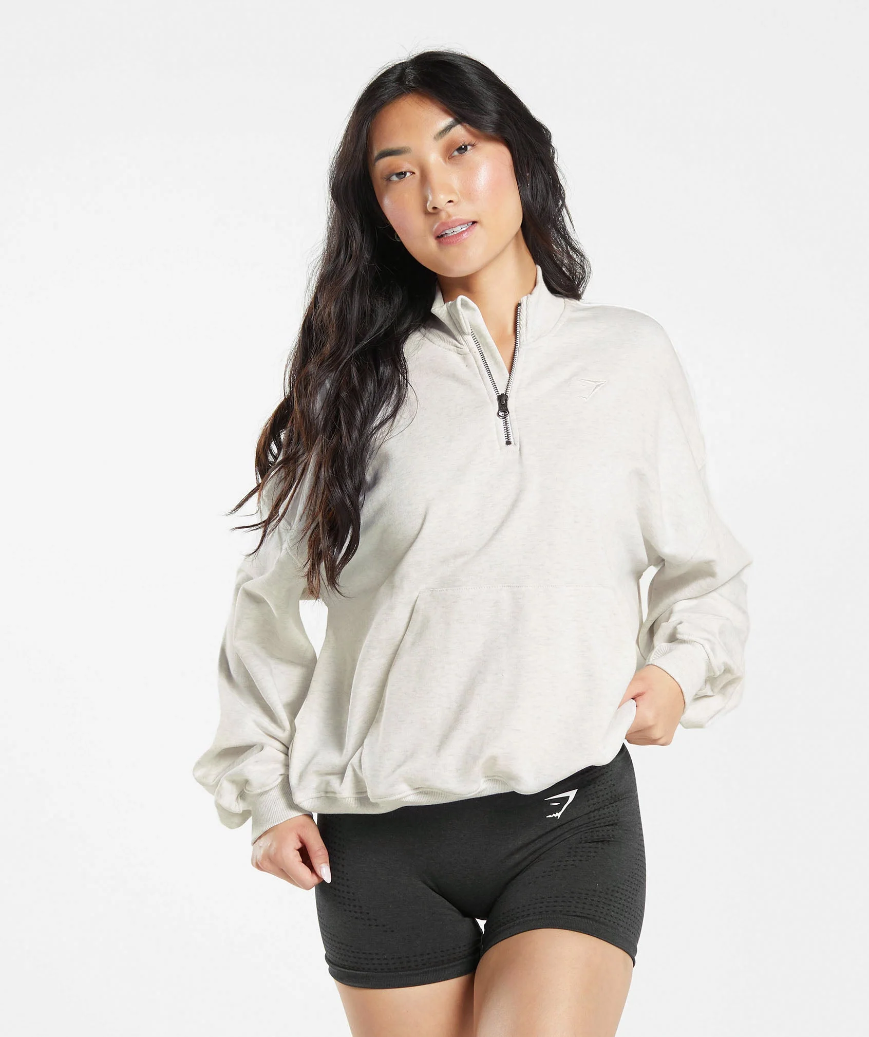 Rest Day Sweats 1/2 Zip Pullover White Marl