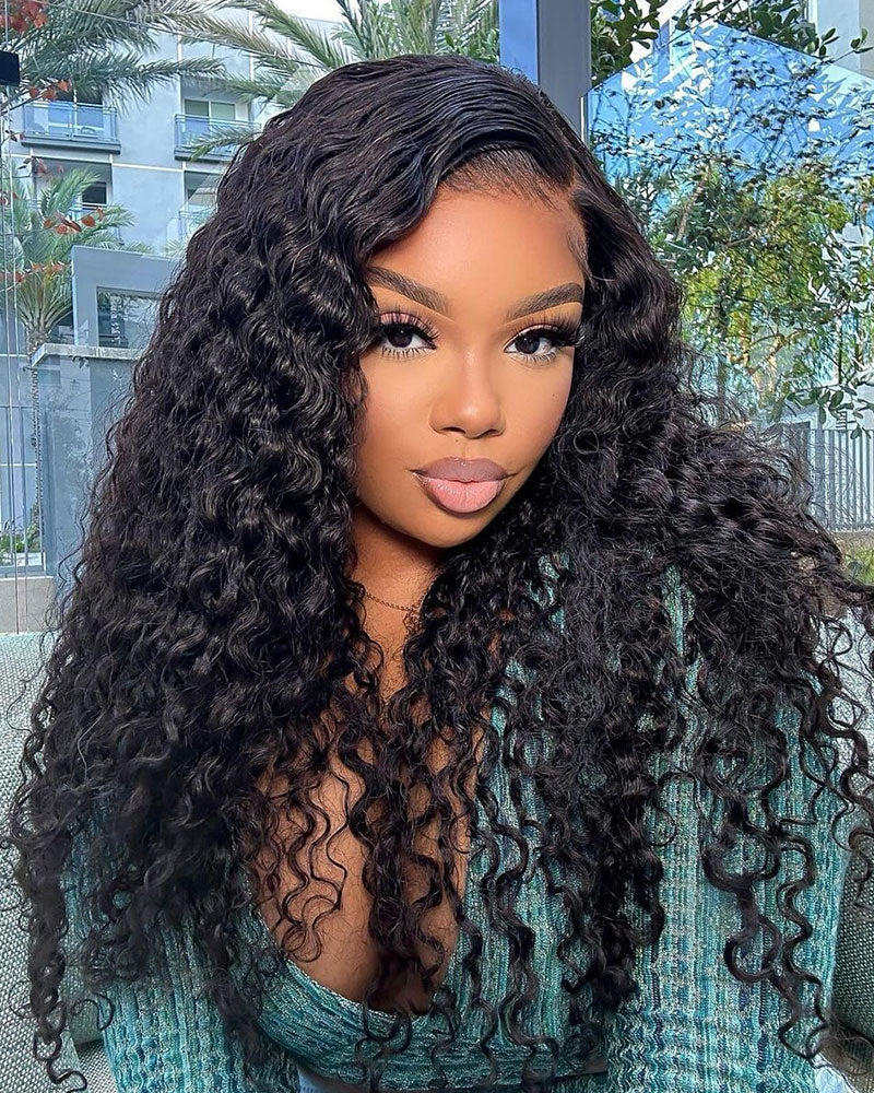 Ophirawig 6x5/13x4 Lace Glueless Water Wave Wig Pre-cut Lace Natural Black Beginner Friendly