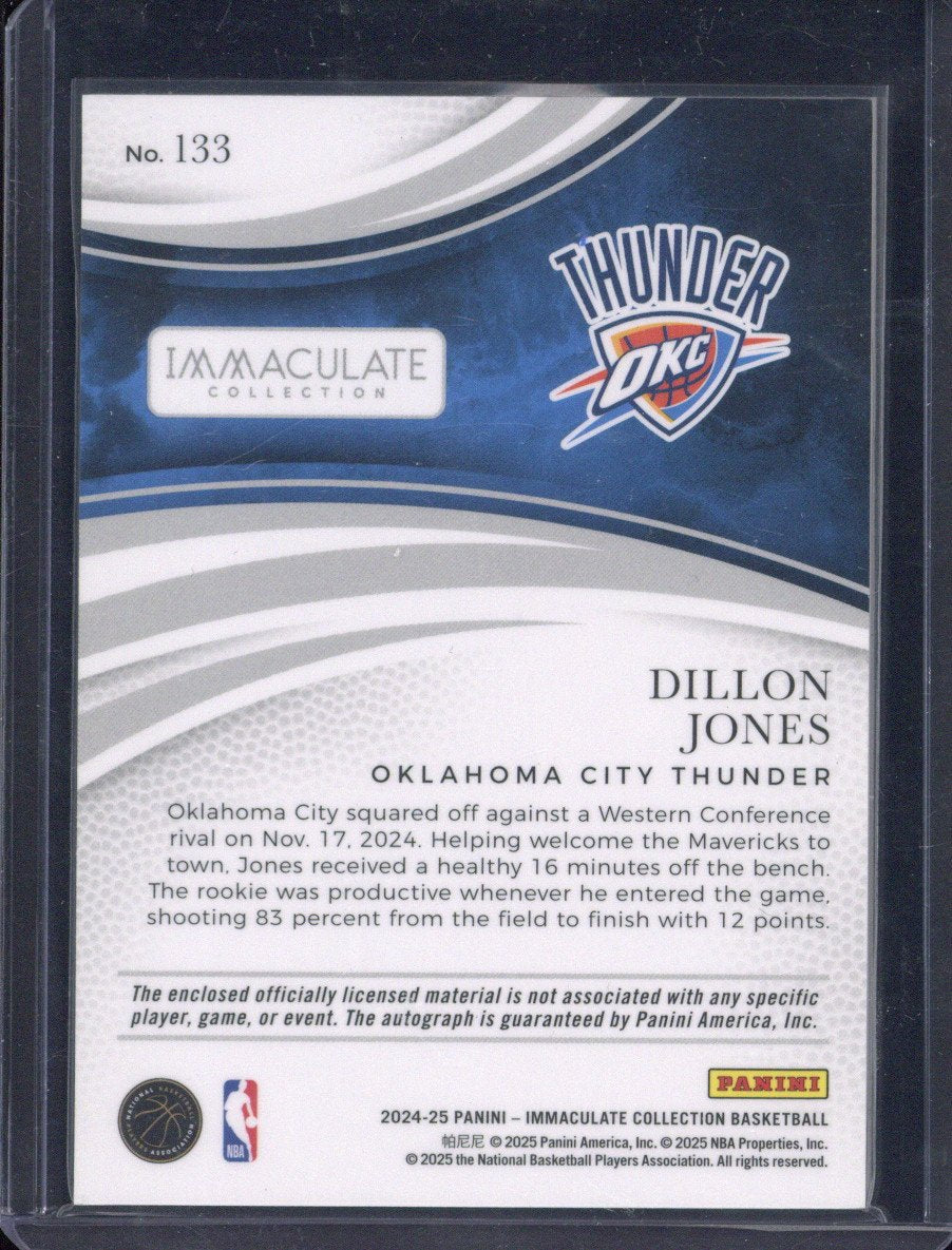 2024-25 Panini Immaculate Dillon Jones RC Autograph Patch /10 #133