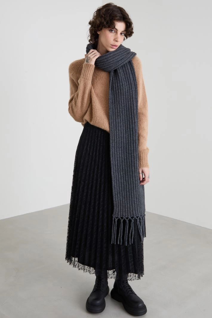 Long wool scarf - ANTHRACITE