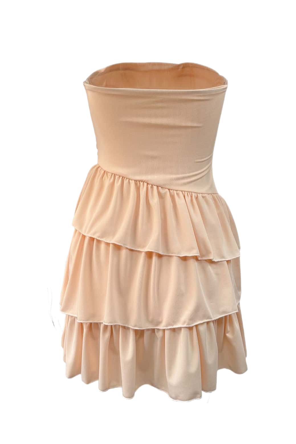 Strapless Orange Ruffle Tiered Short Dress