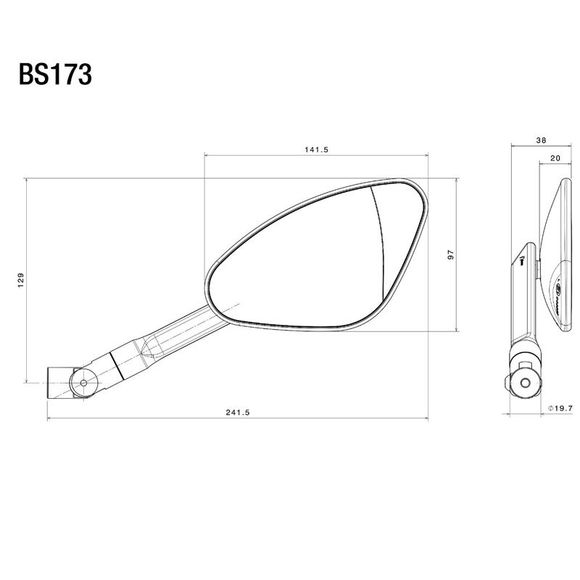 Rizoma GENESIS LEFT rearview mirror (unit) Universal - GrayRef: RZ0659