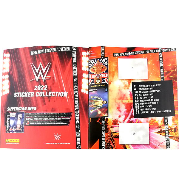 Panini WWE 2022 Stickers - Album + 2 Boxes (=72 Packets)