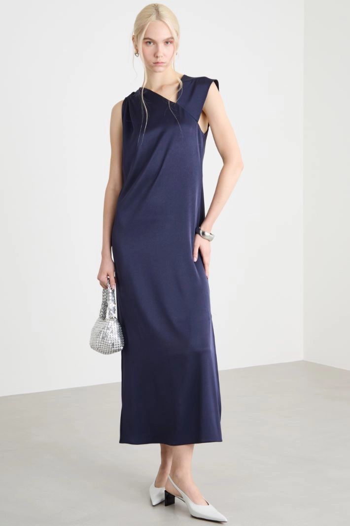 Long satin dress - BLUE