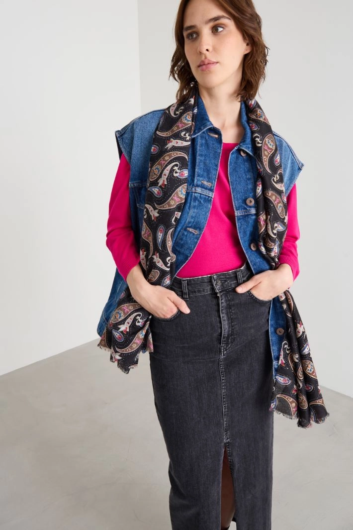 Patterned stole - BLACK
