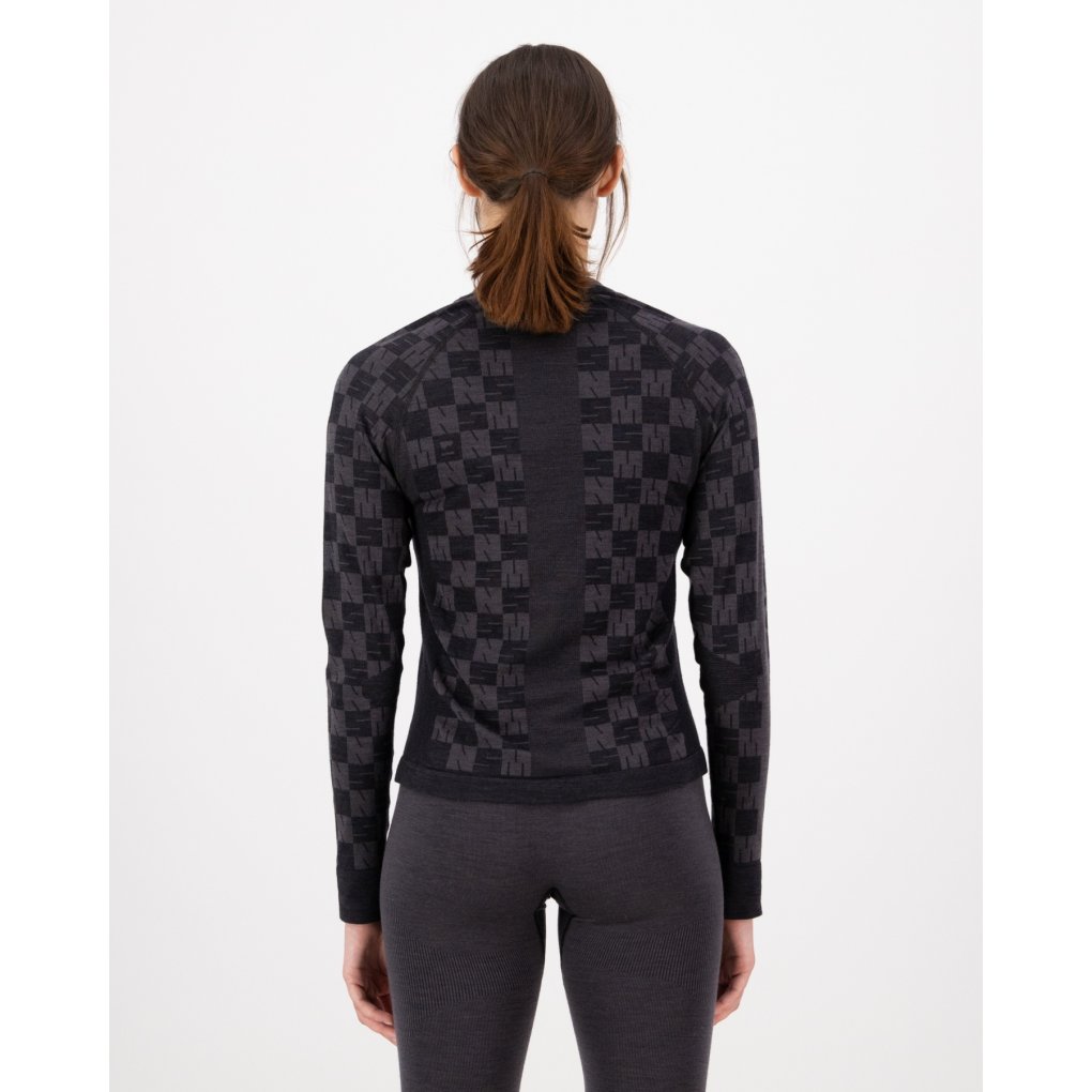 Mons Royale Ascender Merino Seamless Long Sleeve Women - forged iron / black