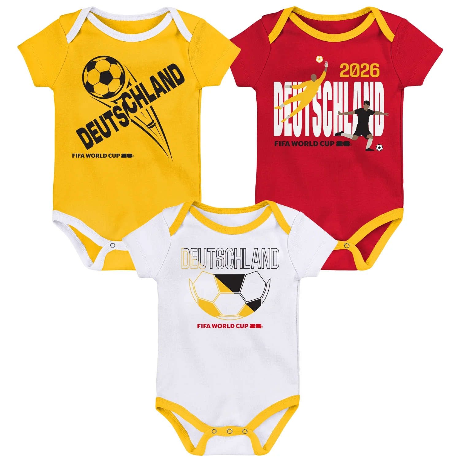 2026 Soccer Fan Collection Germany Onesie 3 Pack - Infant