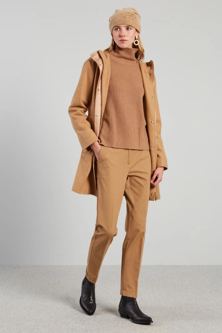 Cloth parka-style jacket - CAMEL