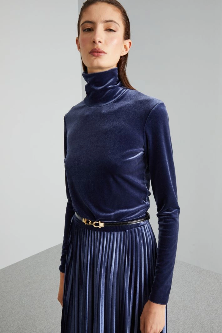 Velvet-jersey turtleneck - BLUE