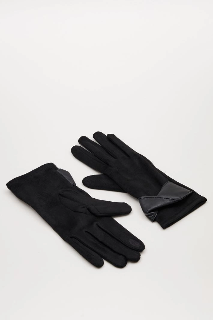 Suede effect gloves - BLACK