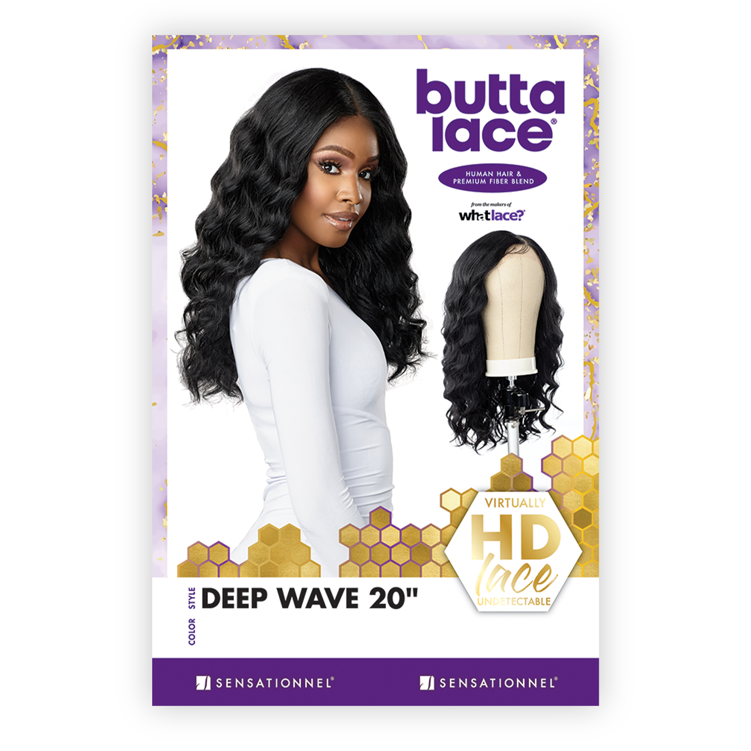 Sensationnel Human Hair Blend HD Lace Front Wig Butta Lace Deep Wave 20